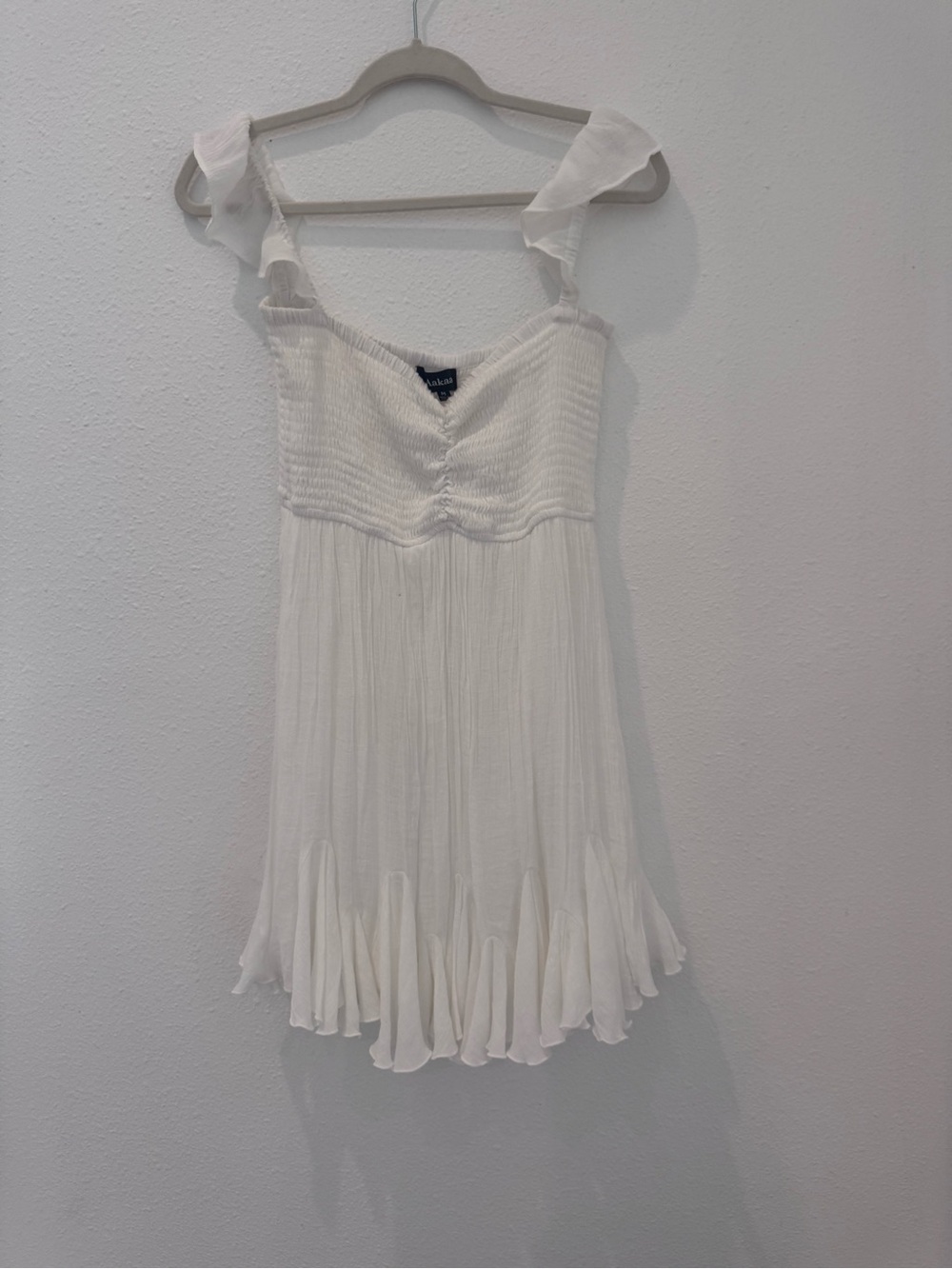 Aakaa White Ruffled Mini Dress